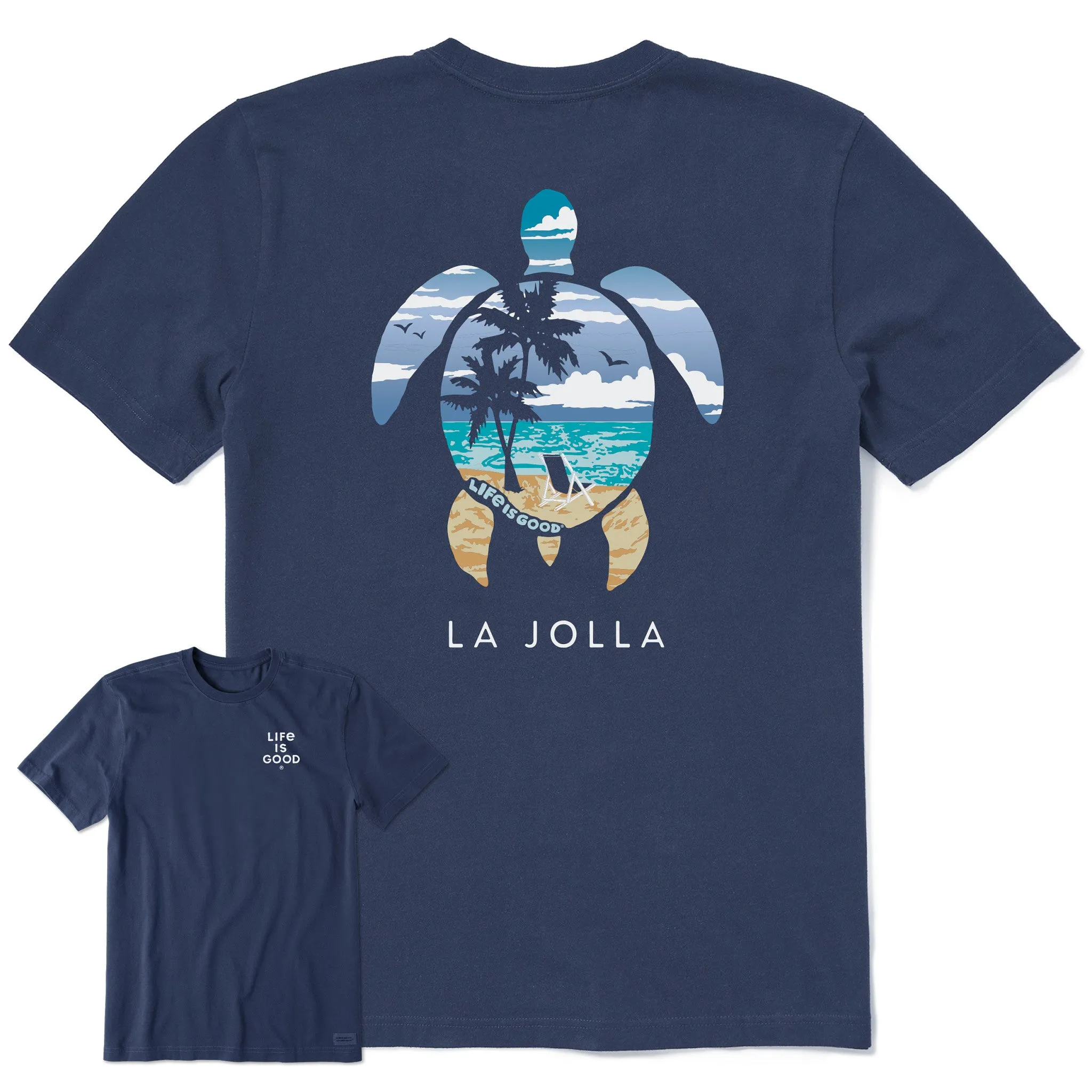 Men's La Jolla Scenic Turtle Short Sleeve Crusher Tee Quick Dry Fabric
