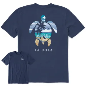 Men's La Jolla Scenic Turtle Short Sleeve Crusher Tee Casual Layering Wear Flexible Design