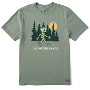 Summer Fashion Men's I Love Outer Space Hiking Alien Short Sleeve Crusher Tee