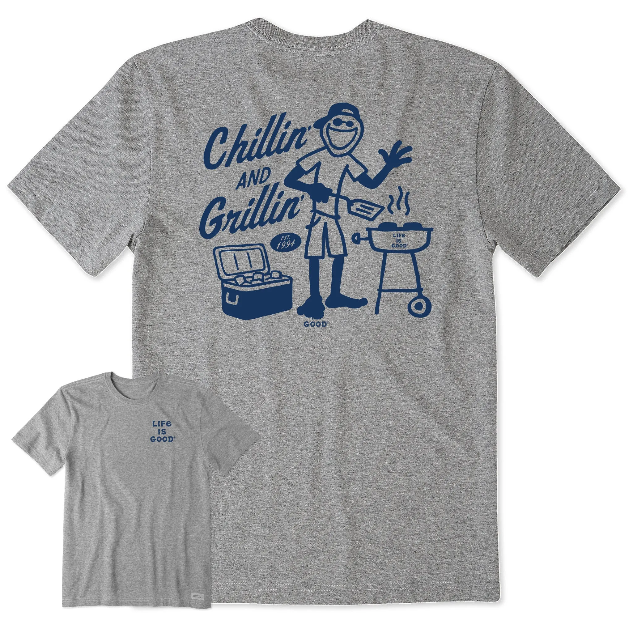 Men's Jake Chillin and Grillin Short Sleeve Tee Layered Collar Structure Perfect for Any Outfit