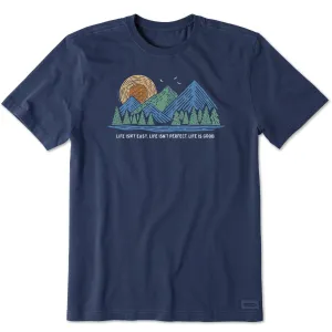 Fun and Playful Chill Style Men's Life Isn't Easy Mountains Short Sleeve Crusher Tee