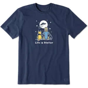 Men's Life is Stellar Jake and Rocket Short Sleeve Crusher Tee Lightweight Wear