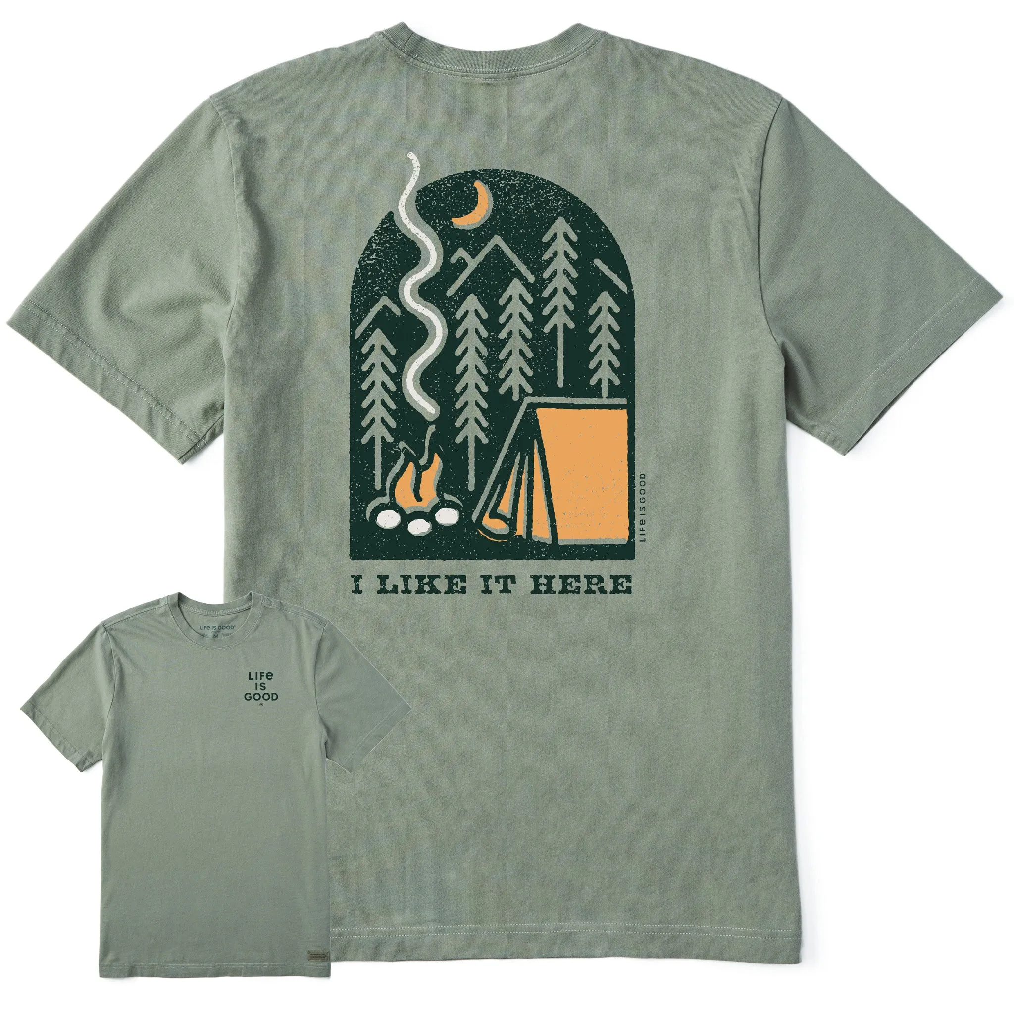 Men's I Like it Here at the Campsite Short Sleeve Crusher Tee Active Outfit