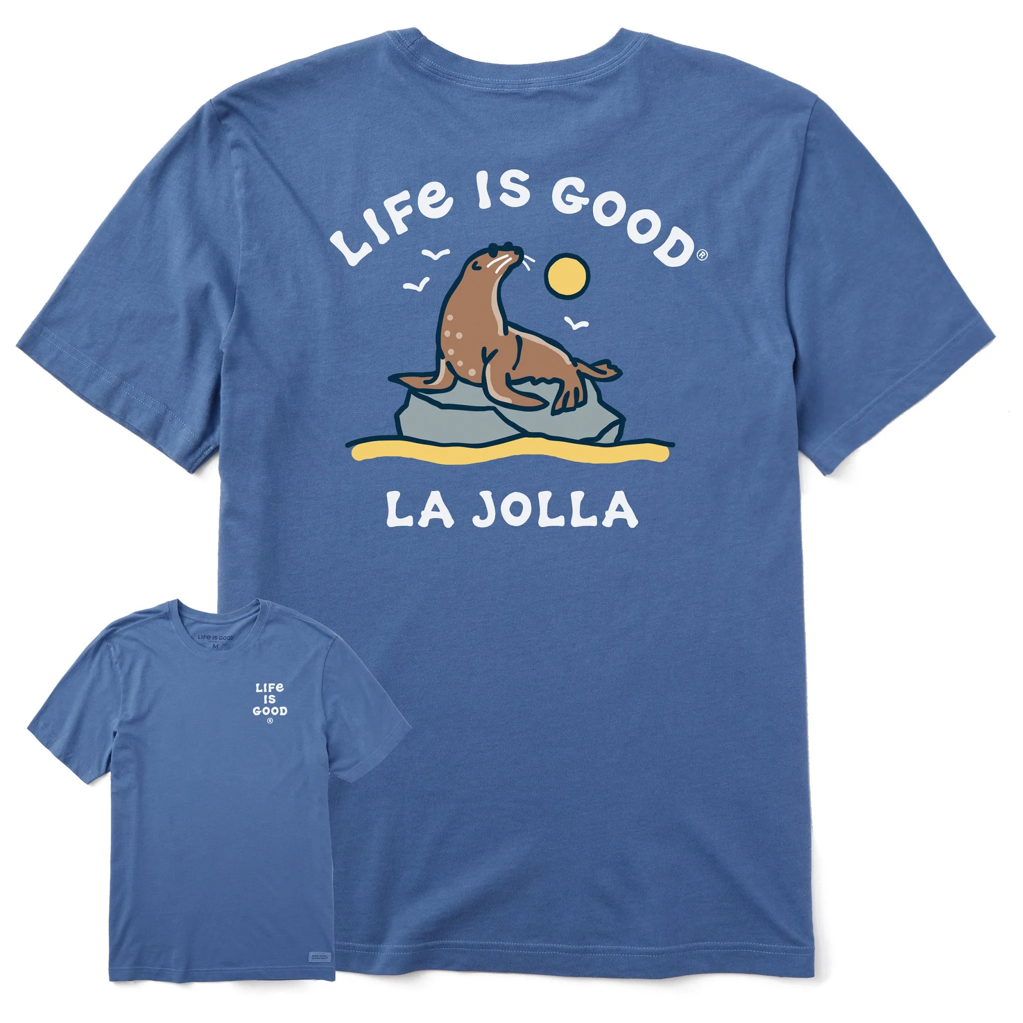Men's La Jolla Sea Lion Short Sleeve Crusher Tee Seasonal Comfort Style Holiday Outfit