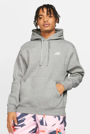 Active Wear Look Nike Sportswear Club Pullover Hoodie Dark Grey Heather
