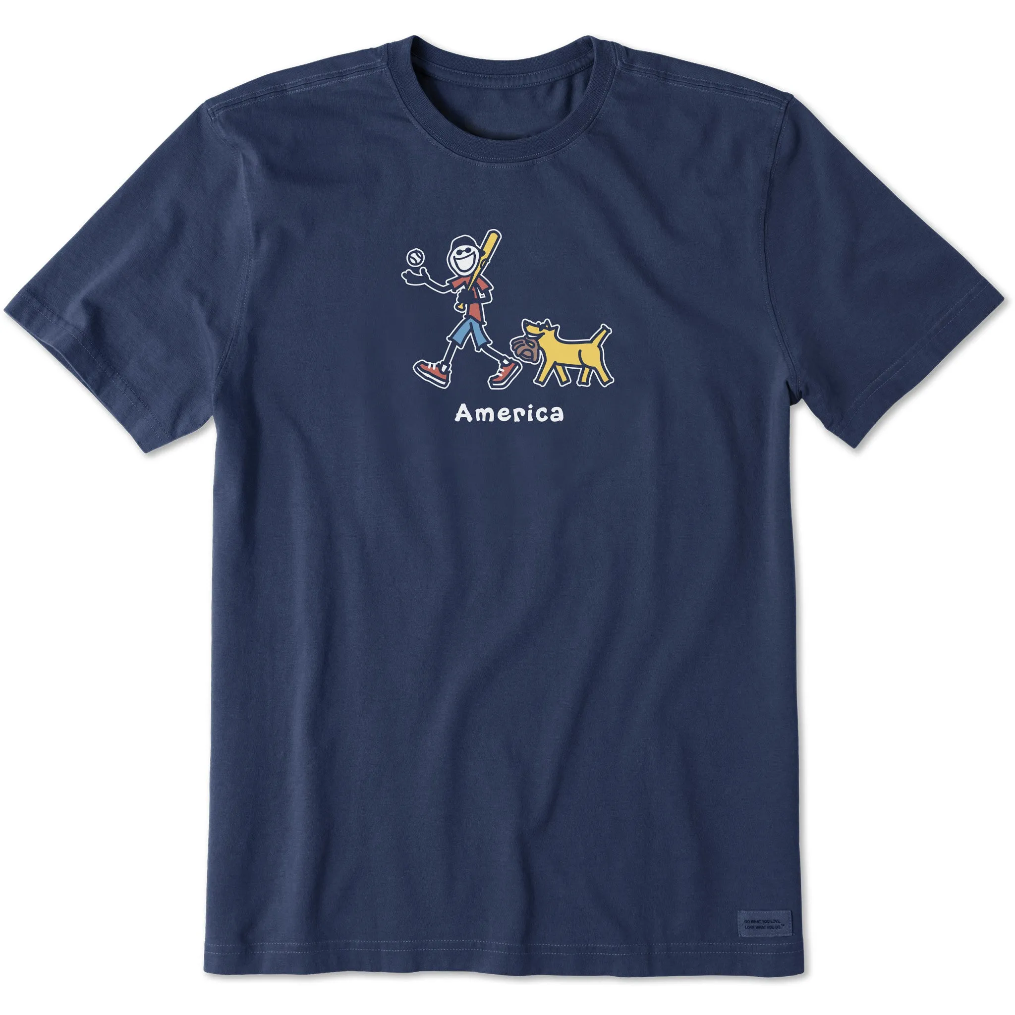 Men's Jake and Rocket Baseball America Short Sleeve Crusher Tee Casual Day Wear