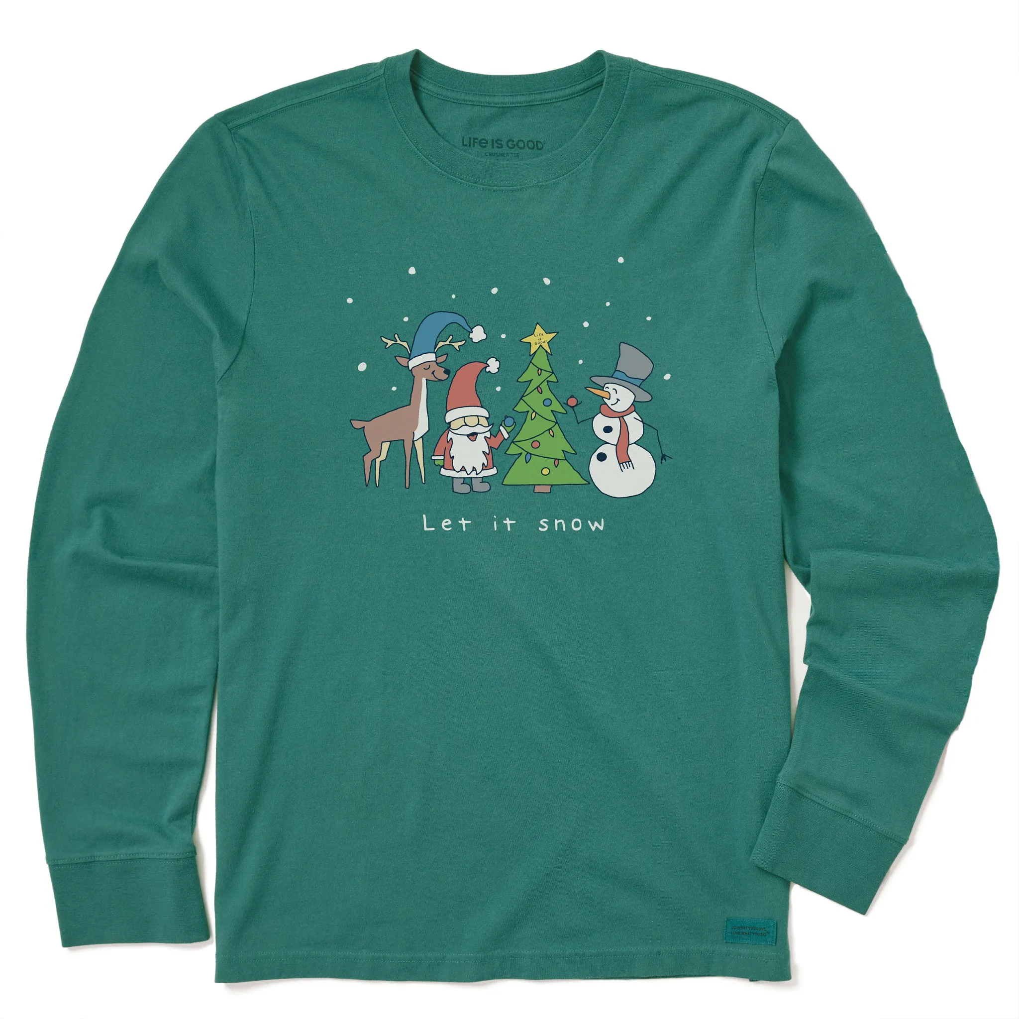 Men's Let It Snow Santa Gnomes Long Sleeve Crusher Tee Daily Style Trend