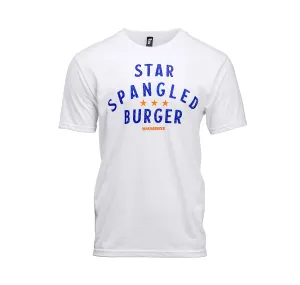 Ethically Sourced Cotton Non Shrink Material White Star Spangled Burger Tee