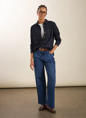 Organic?Stretch Cotton Wide Leg Slouch Jeans Rainy Day Brunch Outfit