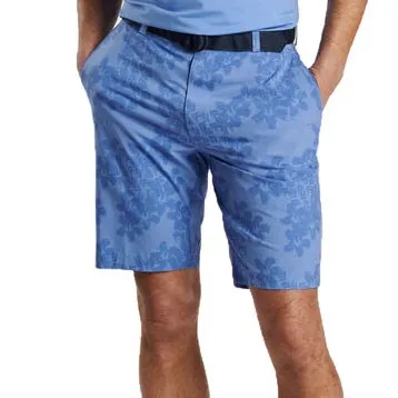 Peter Millar Shackleford Abstract Floral Performance Hybrid Golf Shorts - Blue Hygienic Antimicrobial Layer Quick Wear