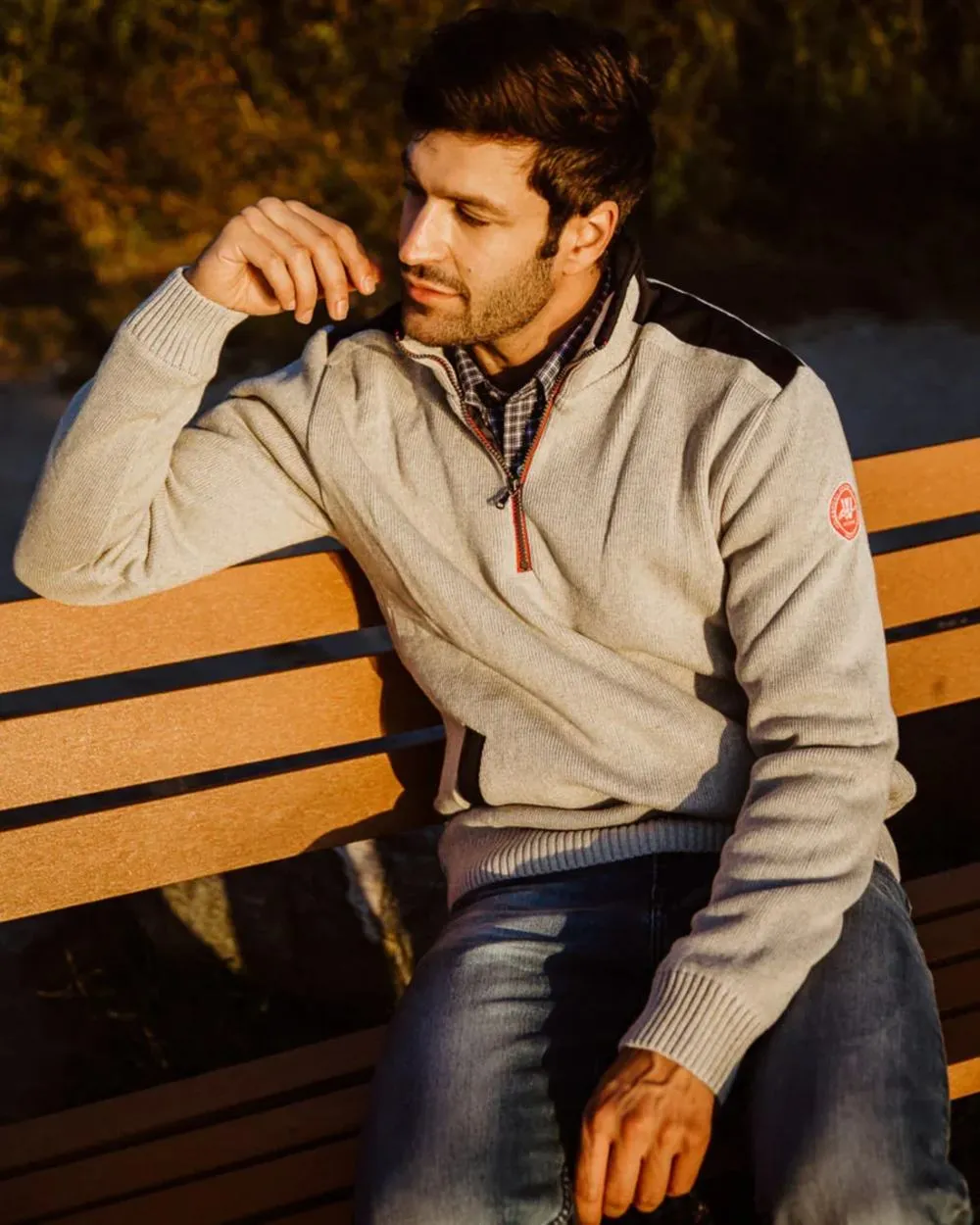 Holebrook Mens Peter Quarter Zip Windproof Sweater Beach Ease Shine Mood