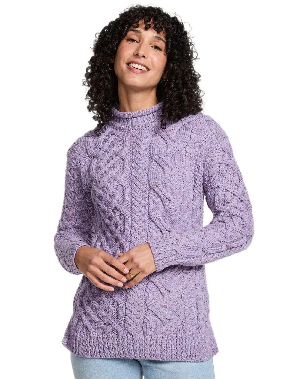 Aran Womens Calla Aysmmetrical Pattern Sweater Daywear Fit