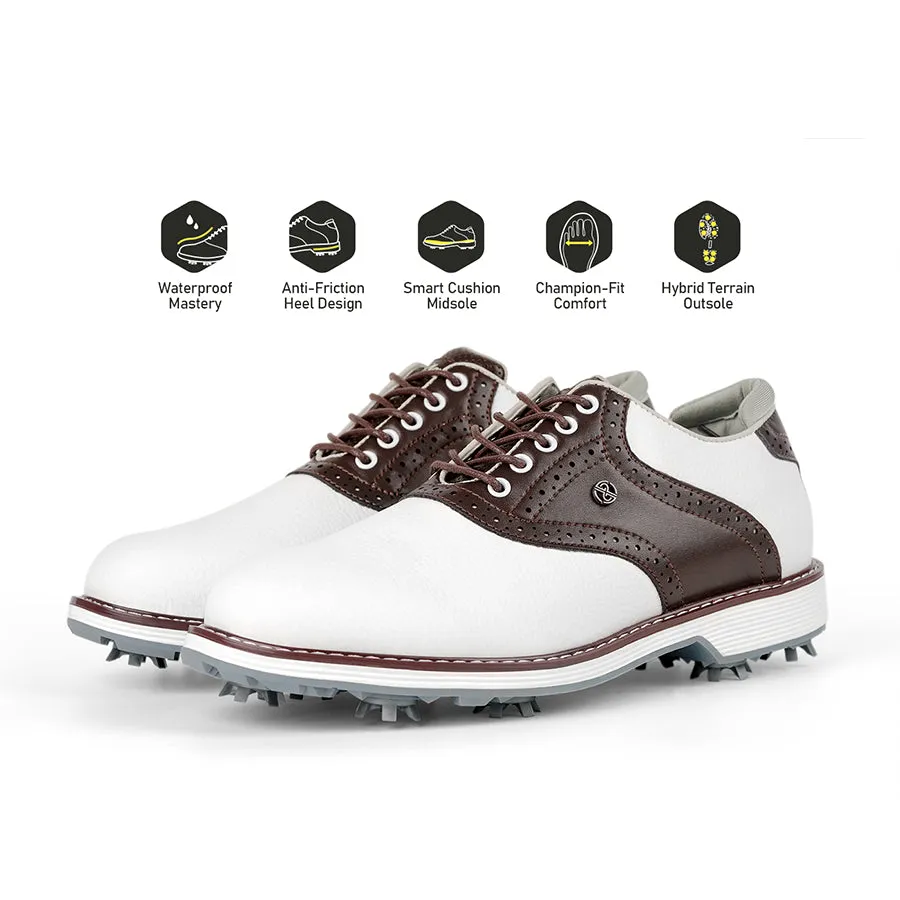 Comfort Mesh Pro Drive Control Ask Echo G1 Men's Professional Spikes Golf Shoes / Brown
