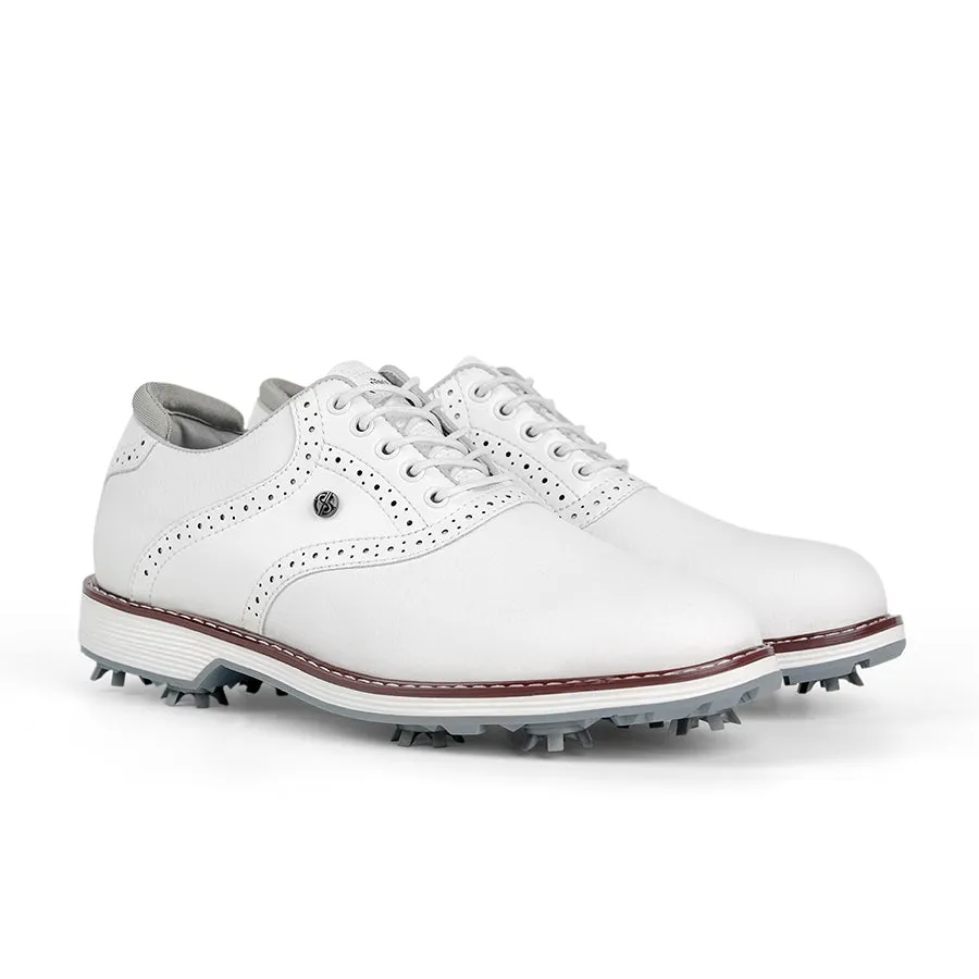 Ask Echo G1 Men's Professional Spikes Golf Shoes  / White Perfect Stance