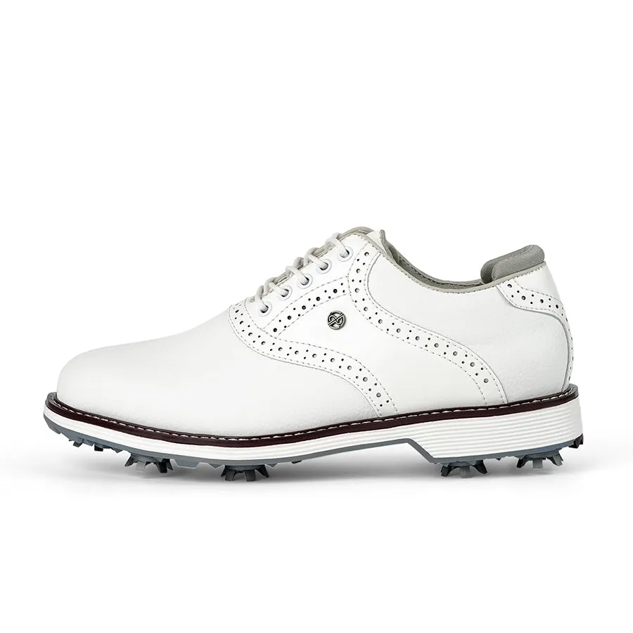 Grass Grip Ask Echo G1 Men's Professional Spikes Golf Shoes  / White
