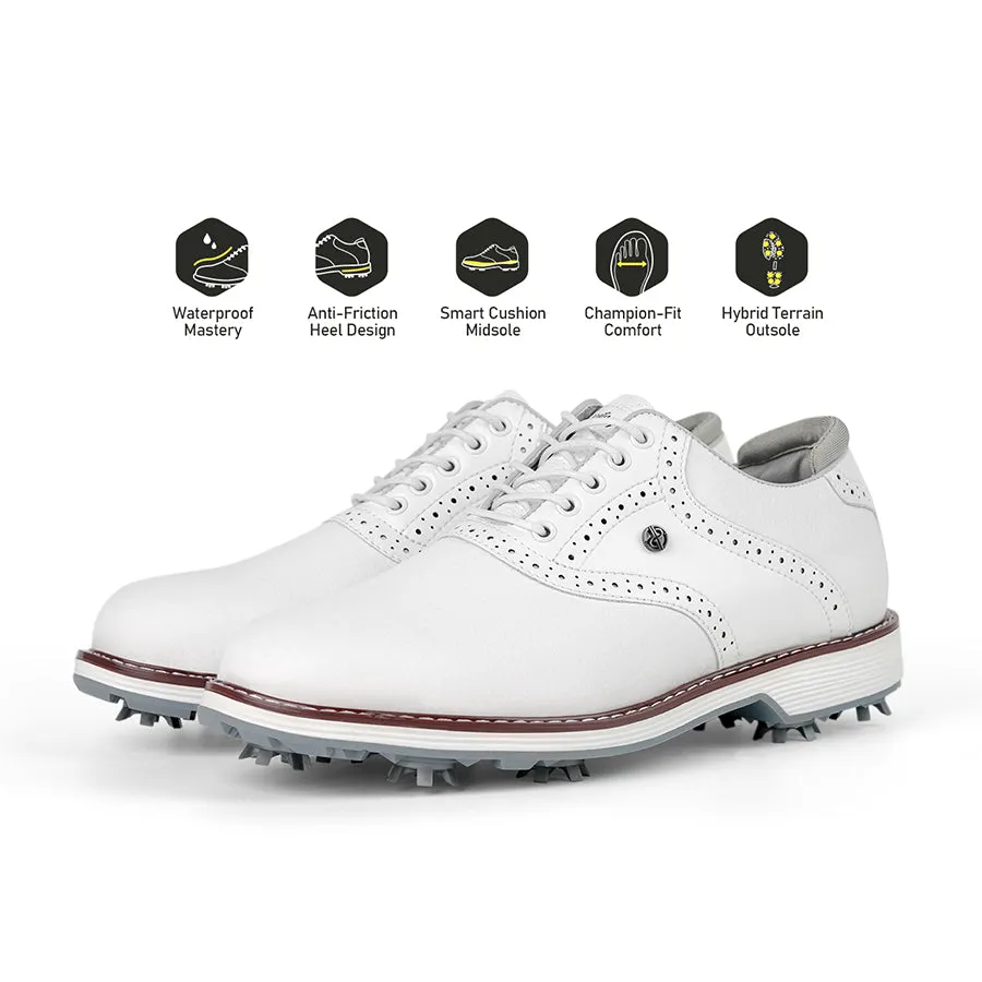 Support frame Ask Echo G1 Men's Professional Spikes Golf Shoes  / White