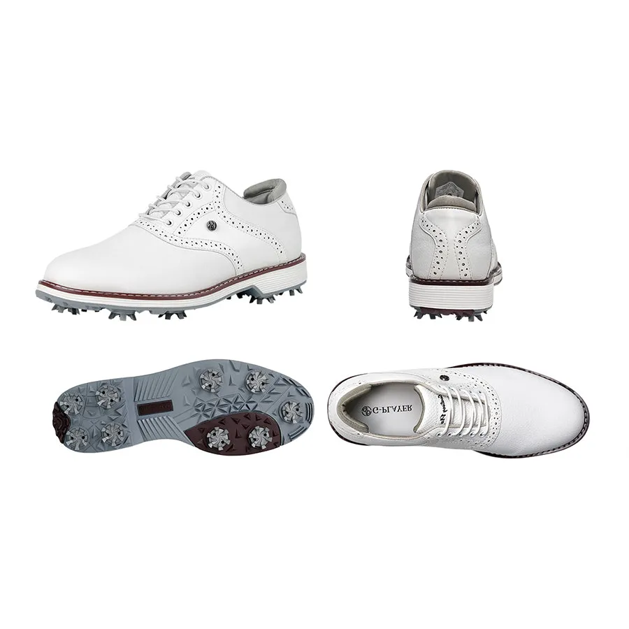 Ask Echo G1 Men's Professional Spikes Golf Shoes  / White Long Walk