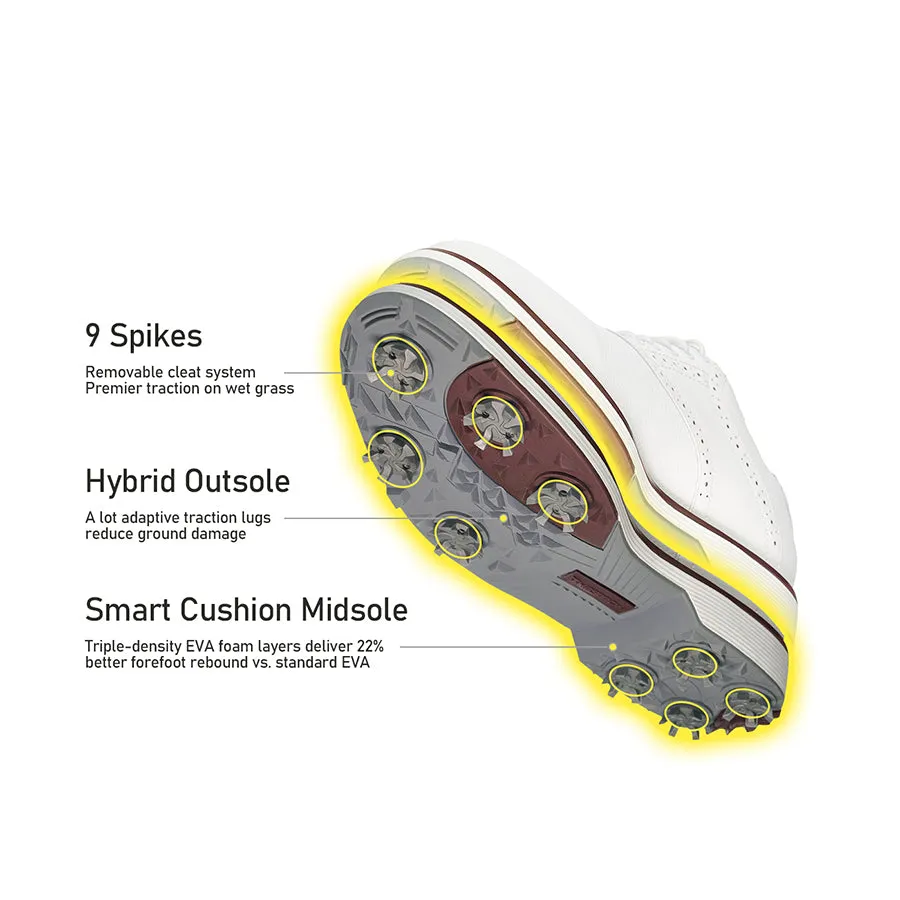 Ask Echo G1 Men's Professional Spikes Golf Shoes  / White PaddedTongue Neutral Style