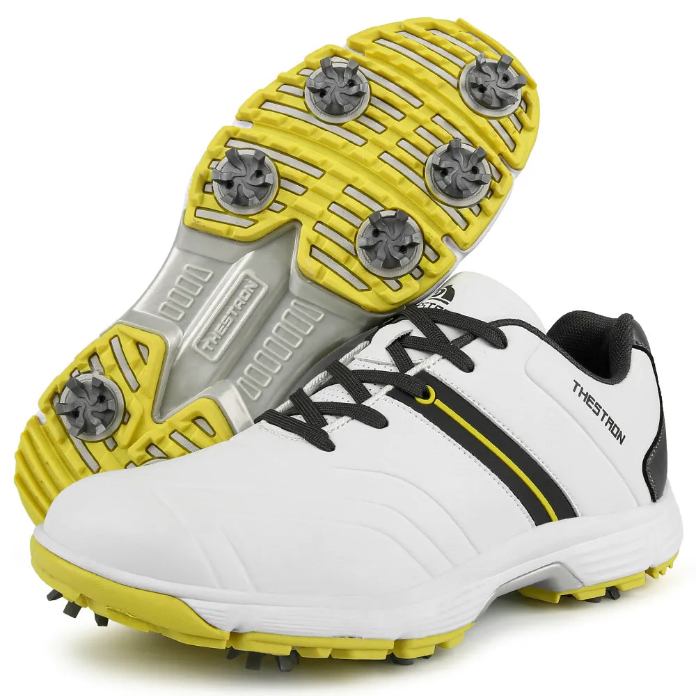 Ground Fit SoleFlexibility Ask Echo G517 Men's Professional Spikes Golf Shoes / Yellow