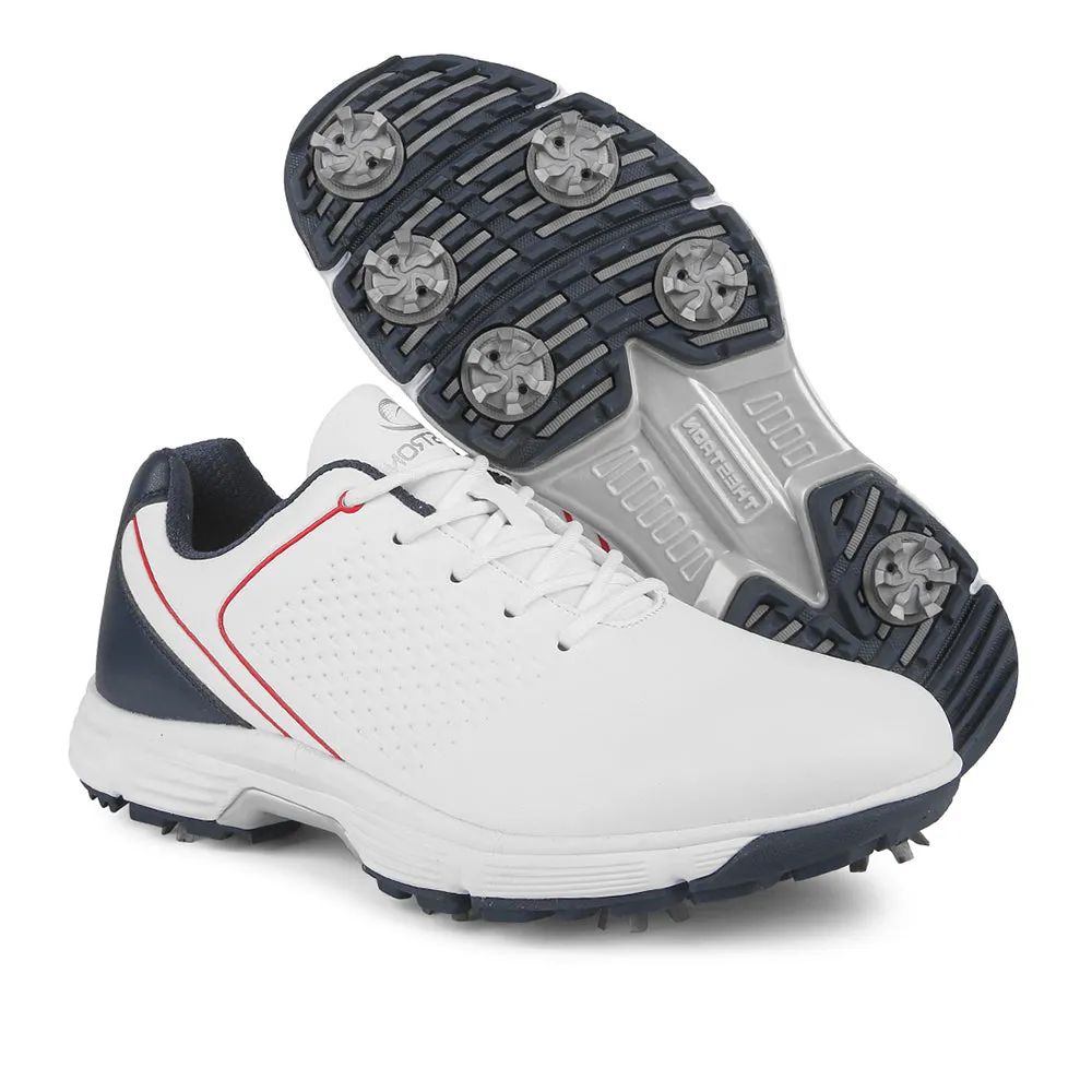 Comfort Fit Technology Ask Echo  G617 Men's Professional Spikes Golf Shoes / White-Blue