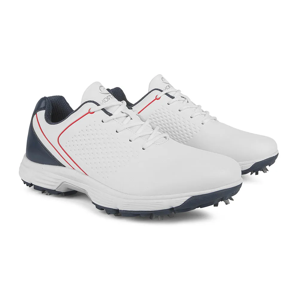 True Fit Ask Echo  G617 Men's Professional Spikes Golf Shoes / White-Blue
