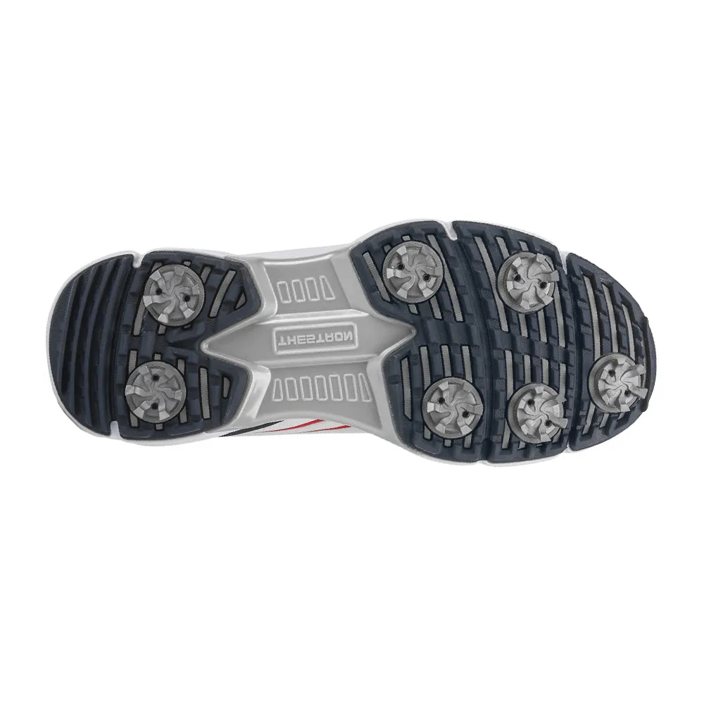 Ask Echo  G617 Men's Professional Spikes Golf Shoes / White-Blue Comfort Path Pro Easy Pace