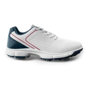 Optimal Support Ask Echo  G617 Men's Professional Spikes Golf Shoes / White-Blue
