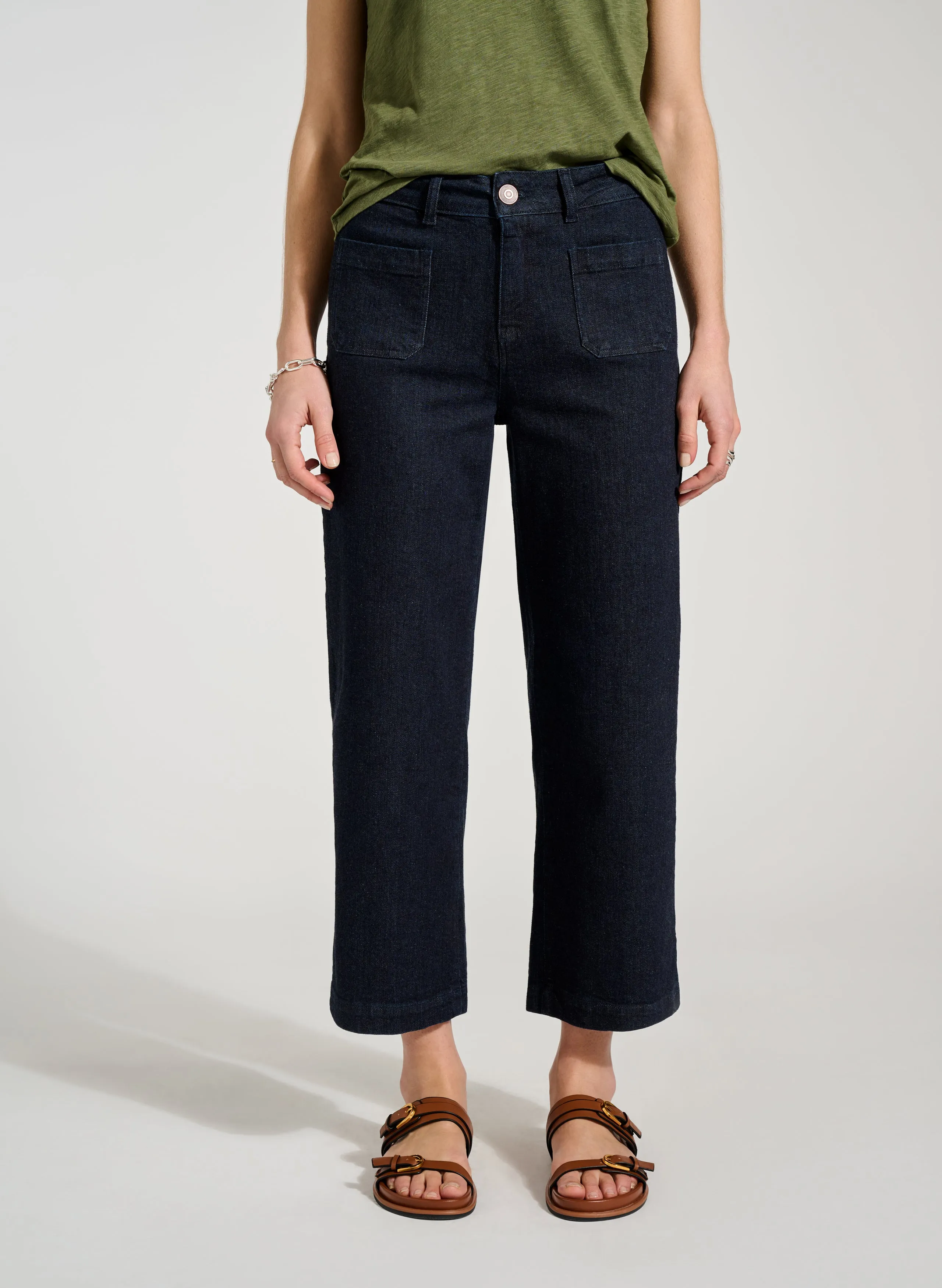 Baukjen?Organic Denim Wide Crop Pocket Front Jeans City Approved