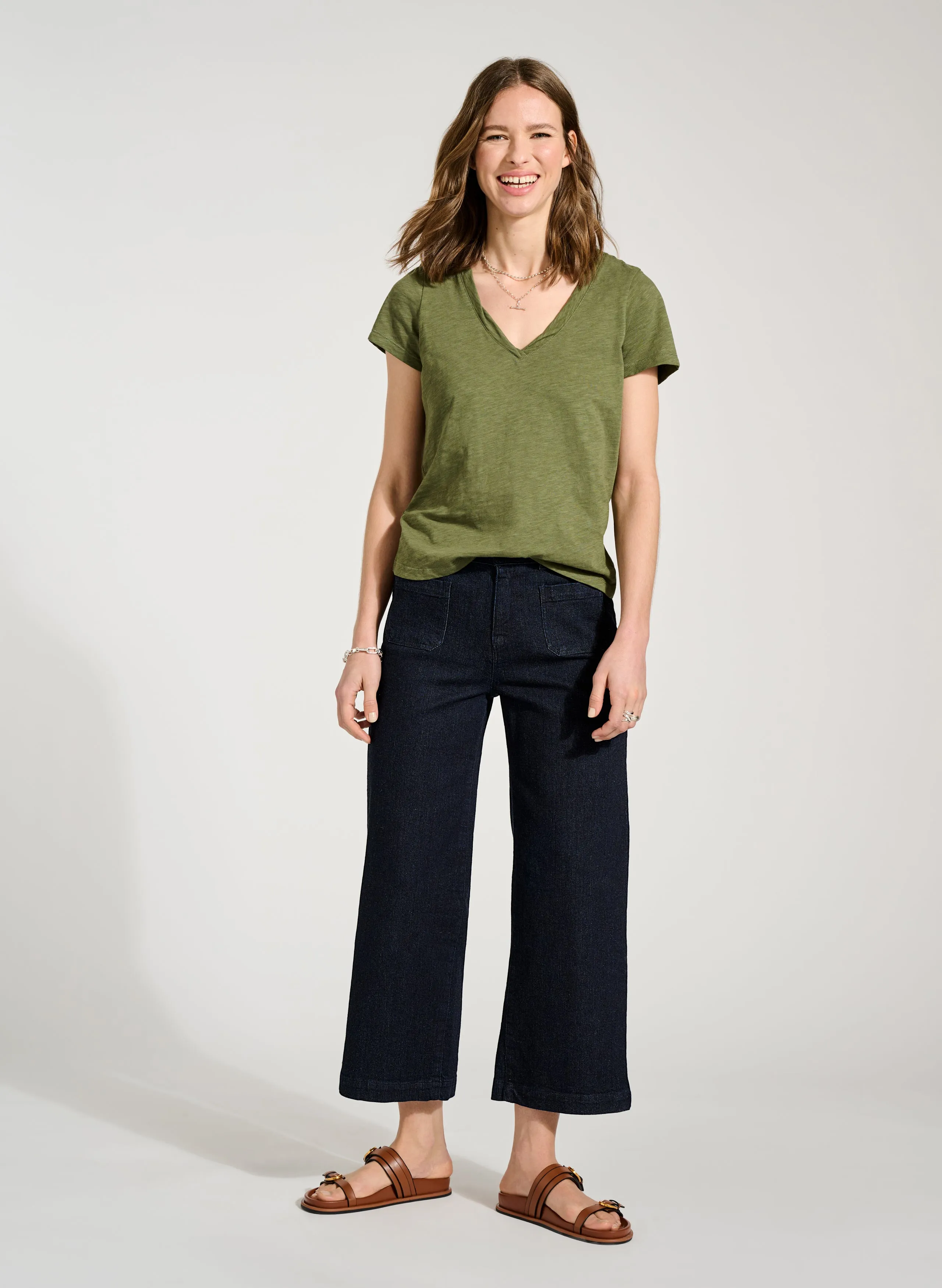 Baukjen?Organic Denim Wide Crop Pocket Front Jeans Subtle design