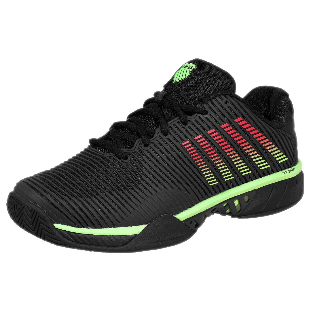 Arch Contouring Technology K-Swiss Men's Hypercourt Express 2 - 2E Width - Black/Soft Neon Green