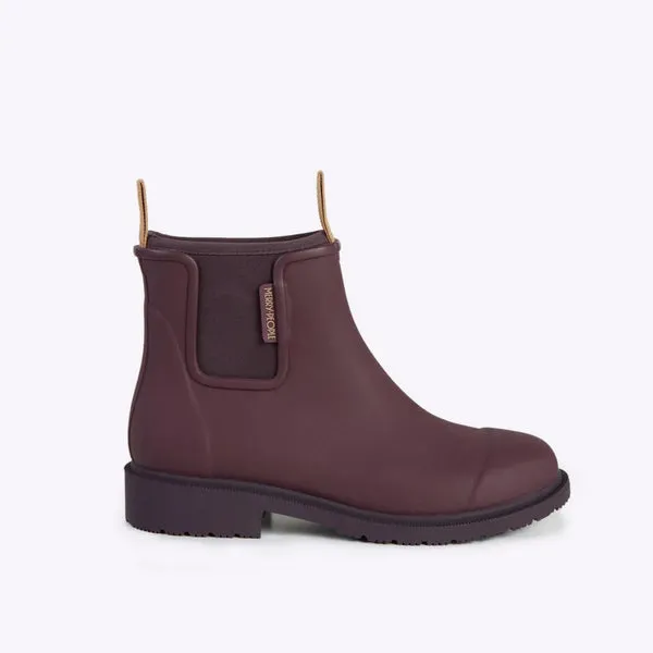 Subtle Lines Bobbi Rain Boot in Dark Cherry from Merry People