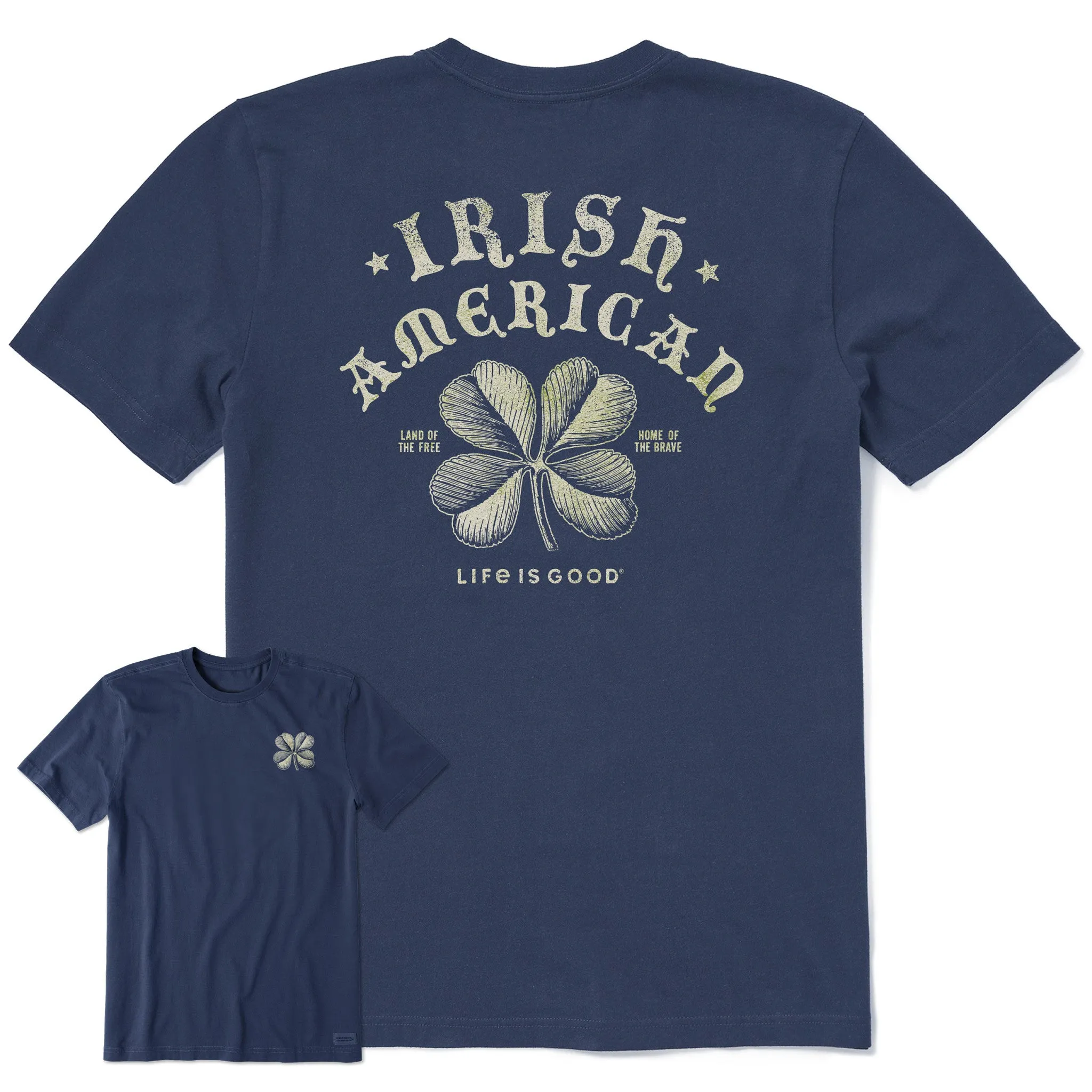 Men's Irish American Clover Short Sleeve Crusher Tee LongLastingColor Fresh Style