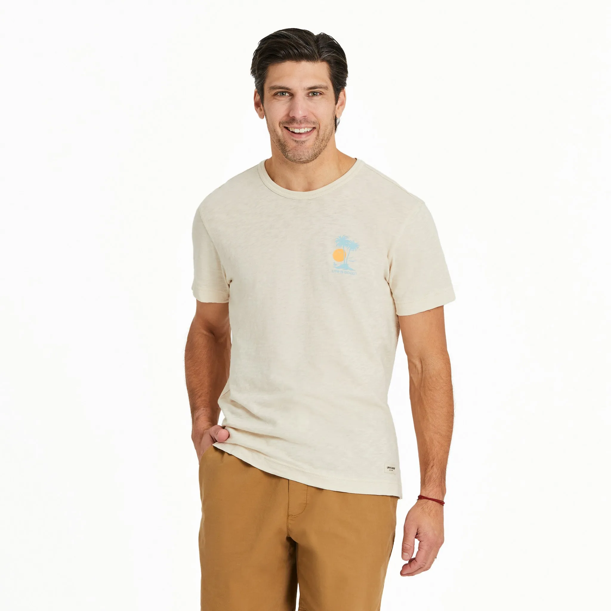 Comfortable And Versatile Breezy Comfort Men's Life isn't Easy Palms Slub Slim Fit Tee