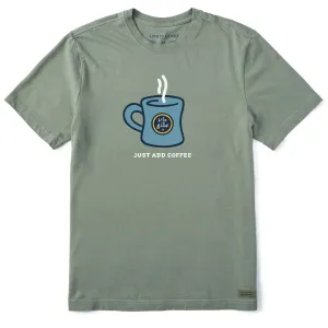 Men's Just Add Coffee Mug Short Sleeve Tee Chic Fashion Sleek Waistband