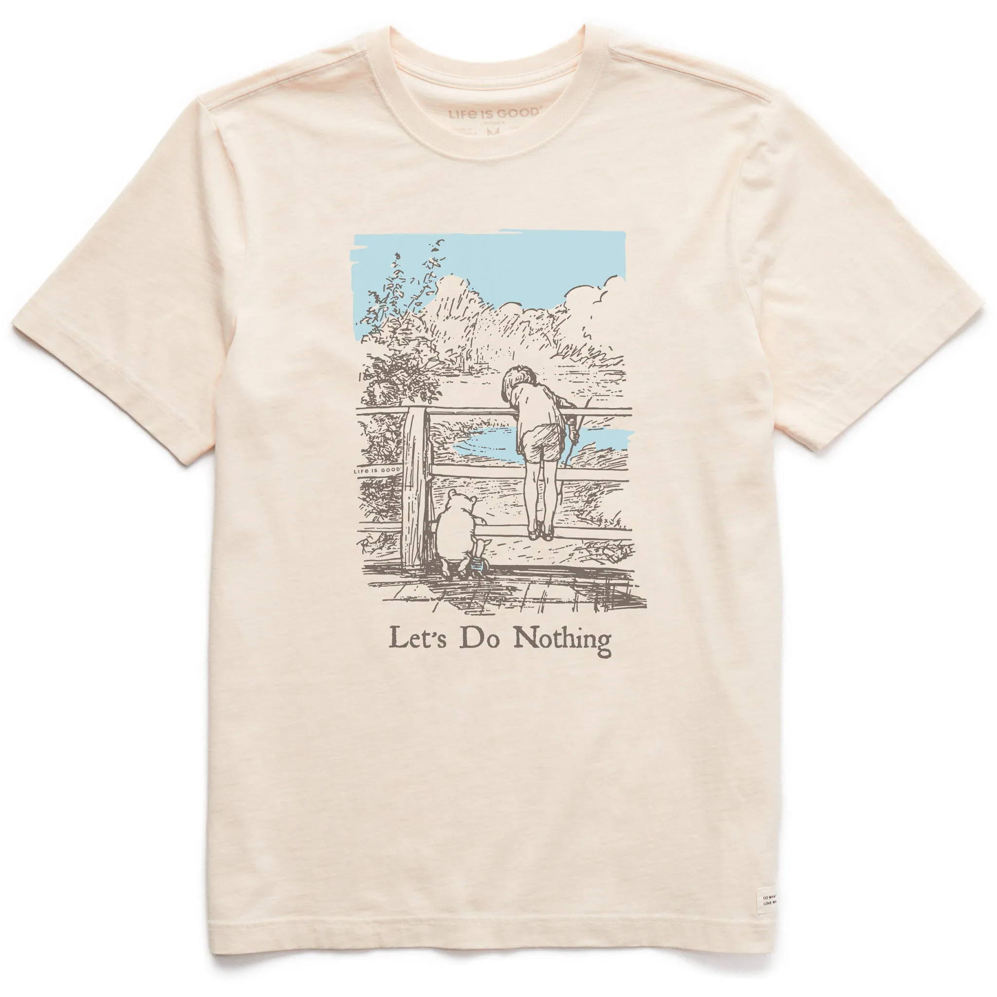 Men's Let's Do Nothing Winnie Short Sleeve Crusher Tee Comfy Fit Wear Organic Cotton Blend