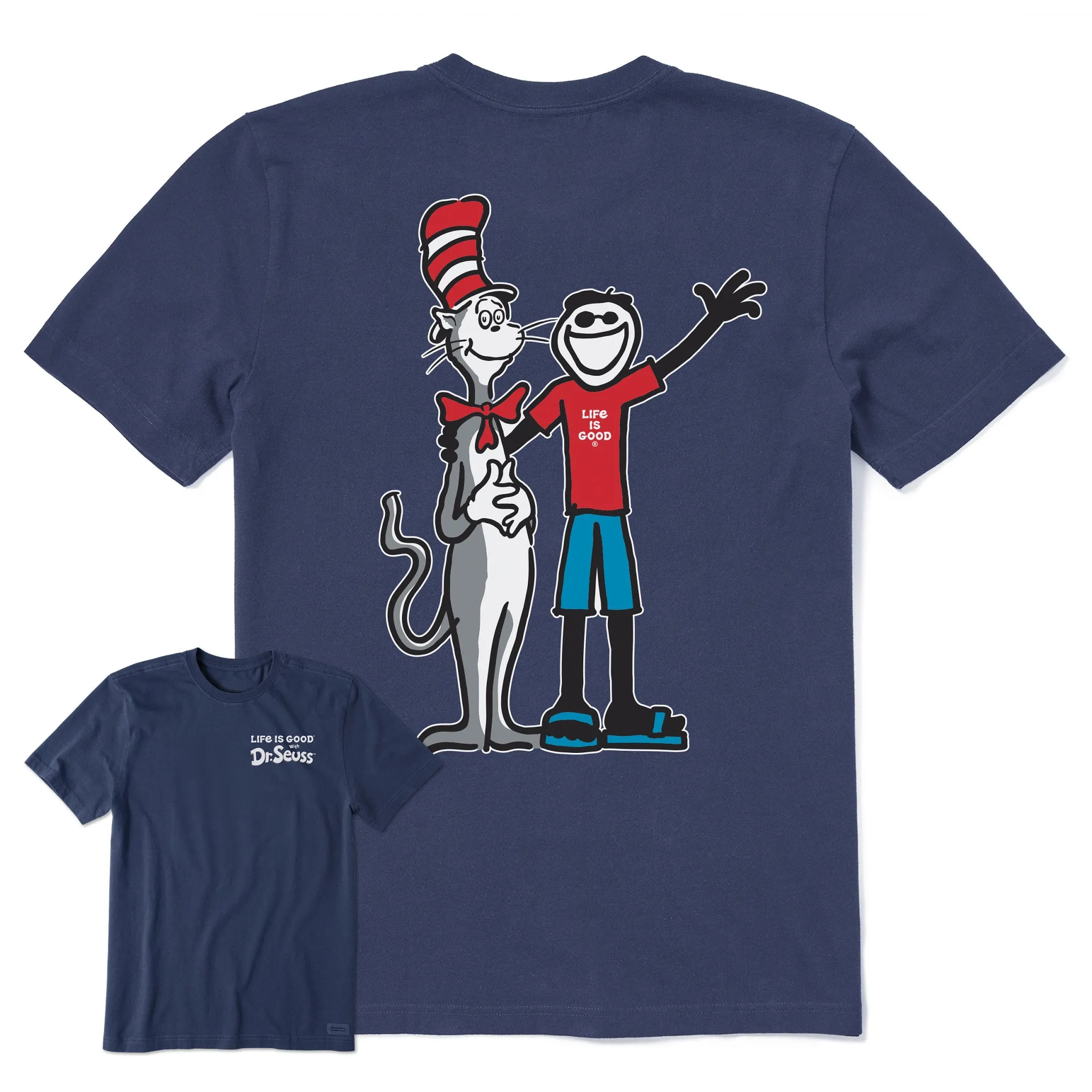 Playful Design Men's Jake & The Cat in the Hat Short Sleeve Crusher Tee