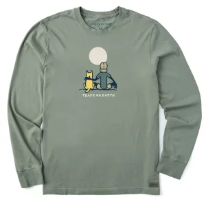 Unisex versatility Tight fit sexiness Men's Jake & Rocket  Moon Peace Long Sleeve Crusher Tee