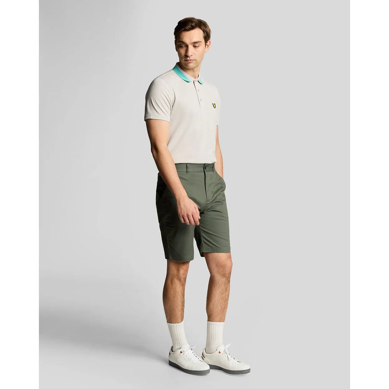 Lyle & Scott Course Stretch Golf Shorts - Cactus Green Airflow channels Hiking shorts