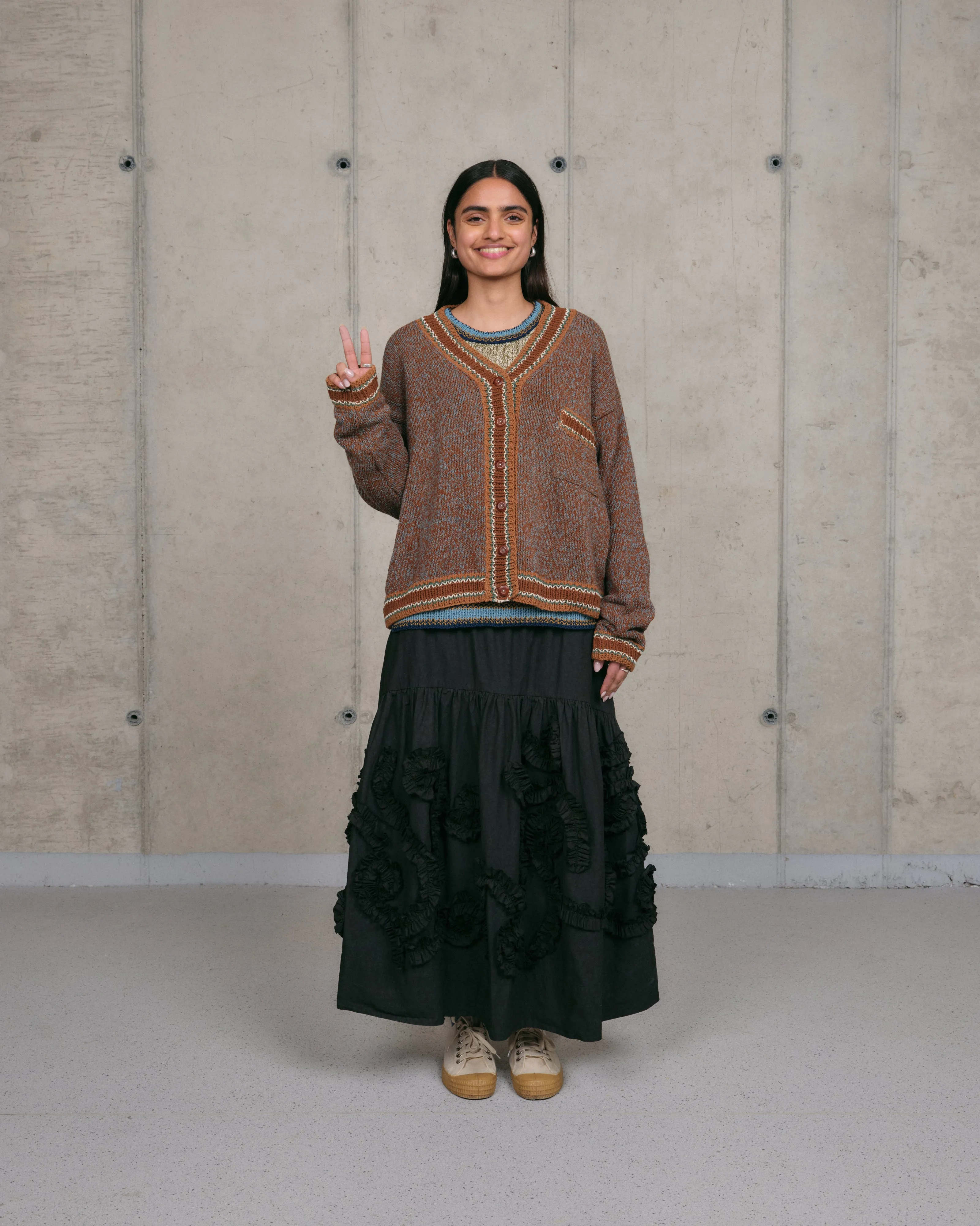 LowImpact Knitting smooth zipper Bulb Knit Cardigan - Twisted Dusk