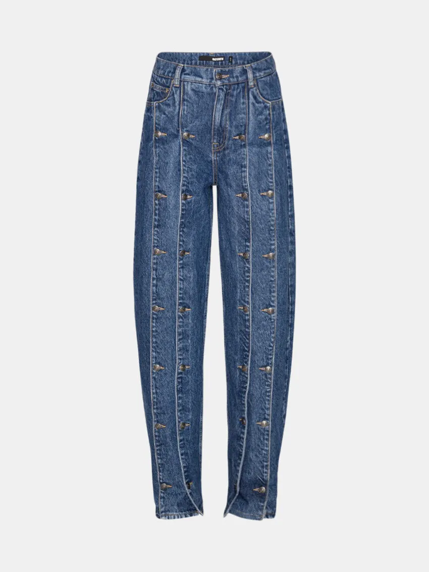 Everyday Confidence Nature Lover Shopping Day Everyday Button Detail Wide Jeans Medium Blue Denim