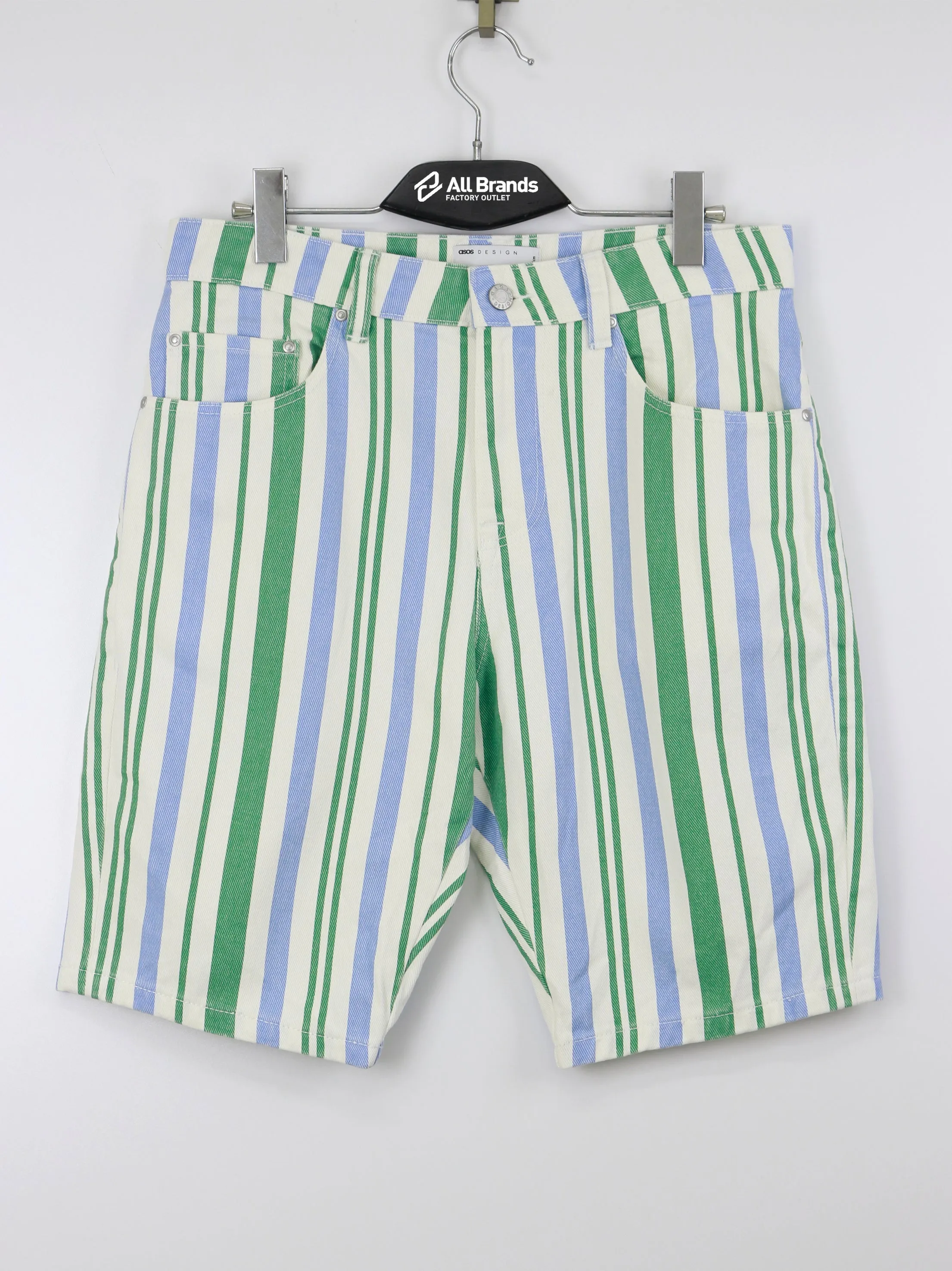Men's Striped Denim Short,Multi Tactile Feedback Loops Adaptive Fit