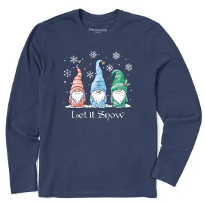 Men's Let it Snow Gnomes Long Sleeve Crusher Tee Comfortable Design Roomy Design