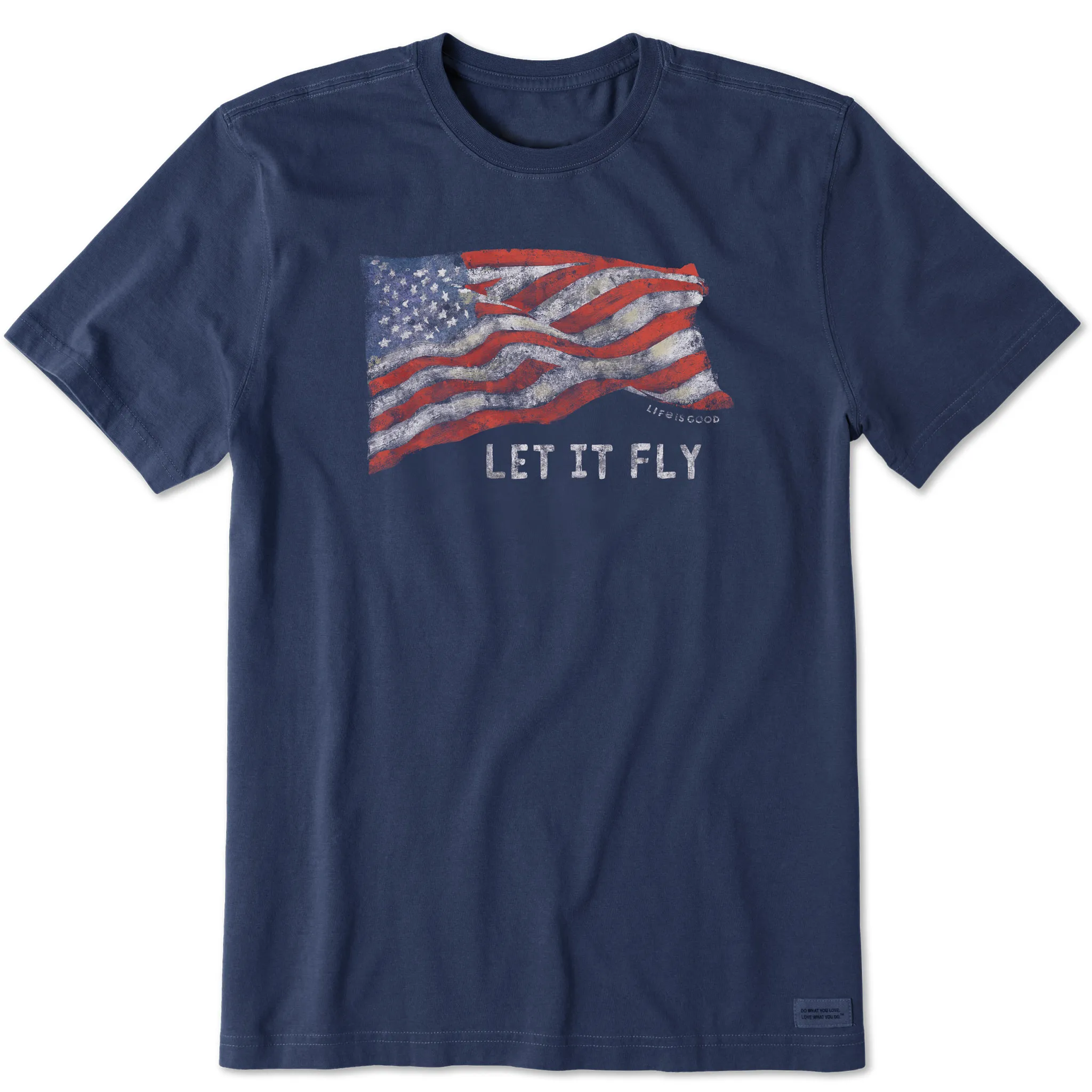 Effortless Style Oversized Cut Men's Let It Fly Flag Short Sleeve Crusher Tee
