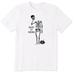 Men's Keep it Weird Skeleton Short Sleeve Crusher Tee Lace trim Soft And Comfortable