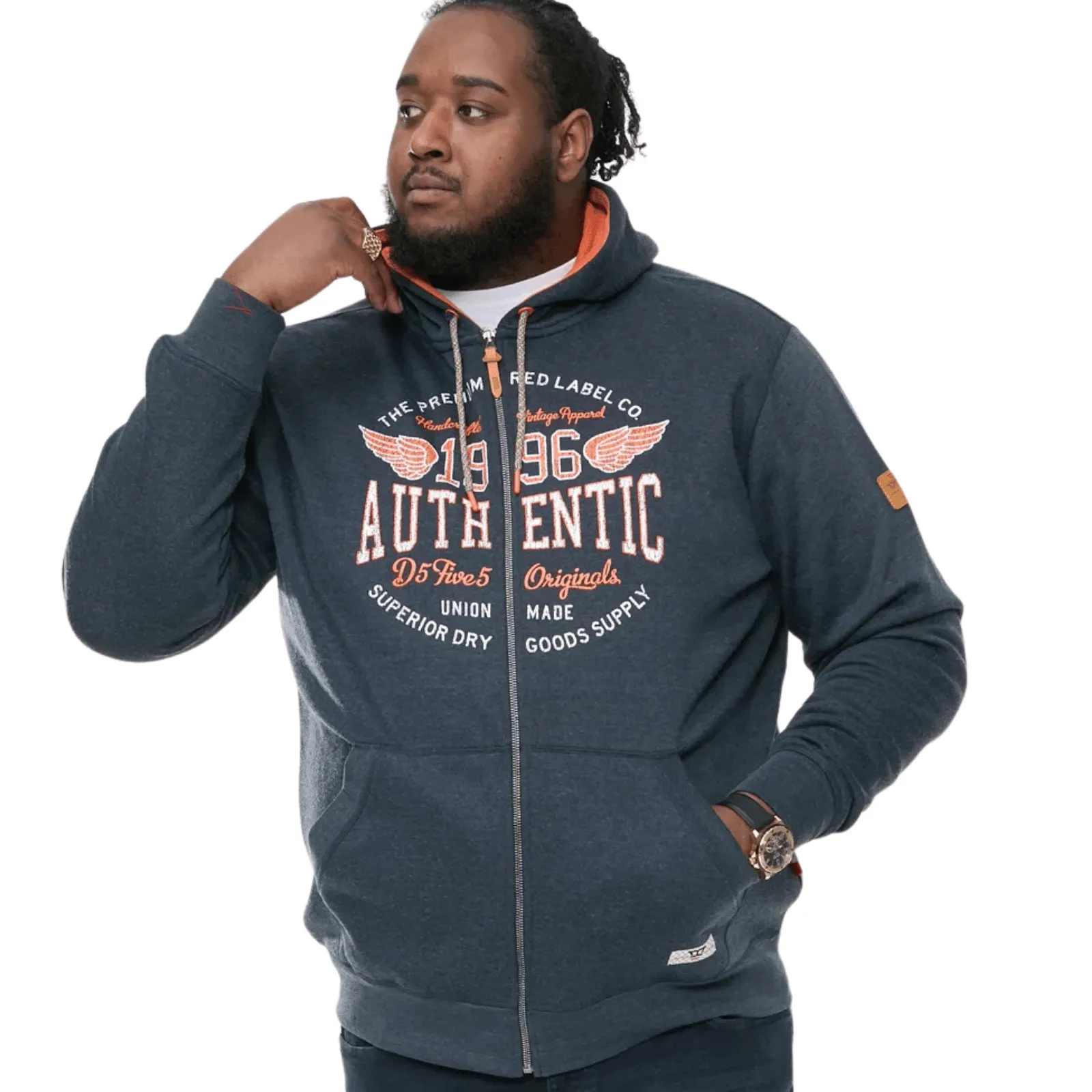 D555 Mens Hamilton Big & Tall Full Zip Hoodie Jacket Cold Day Wear