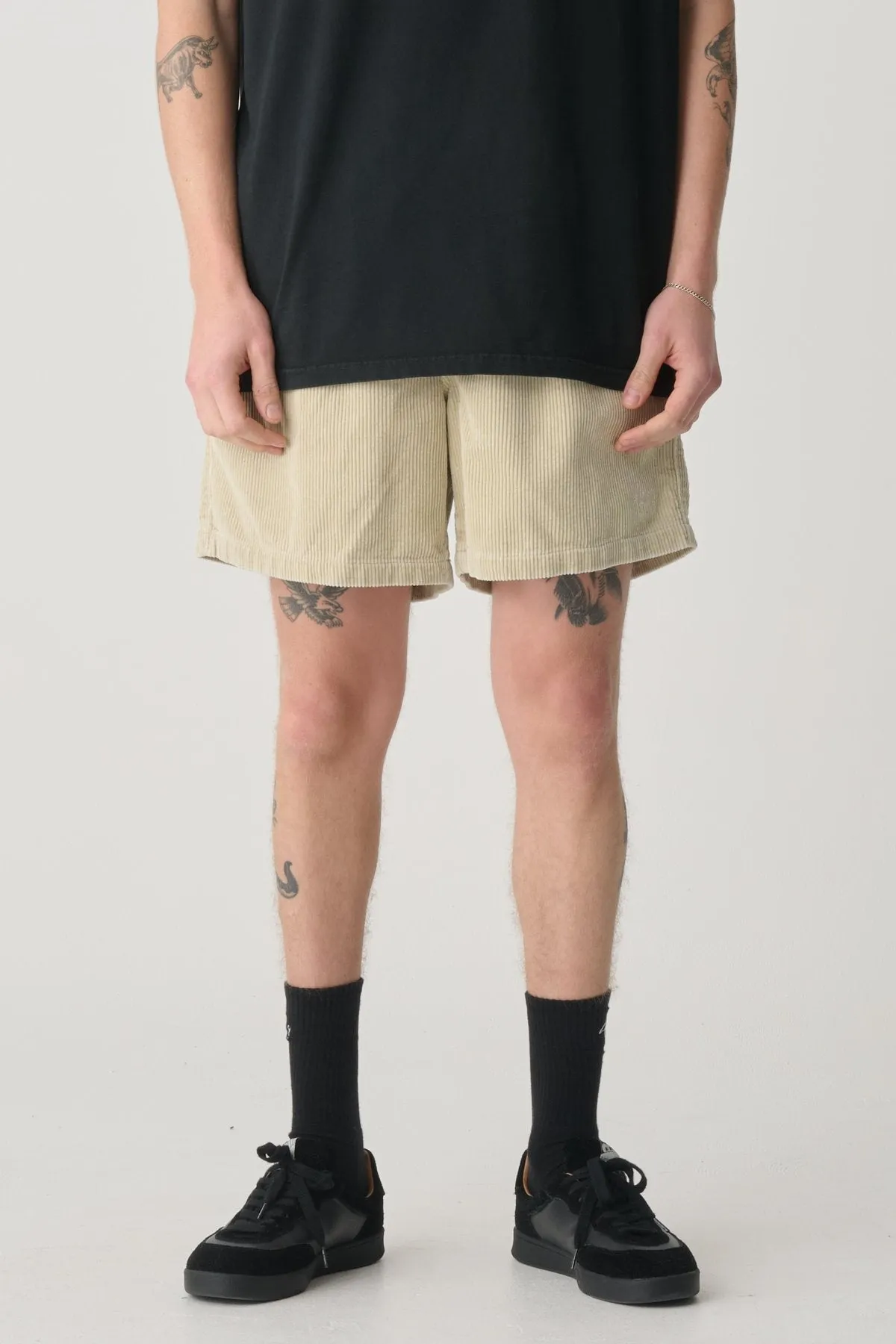 Simple Cut Sporty Look Cord Coast Boxer Washed Sand