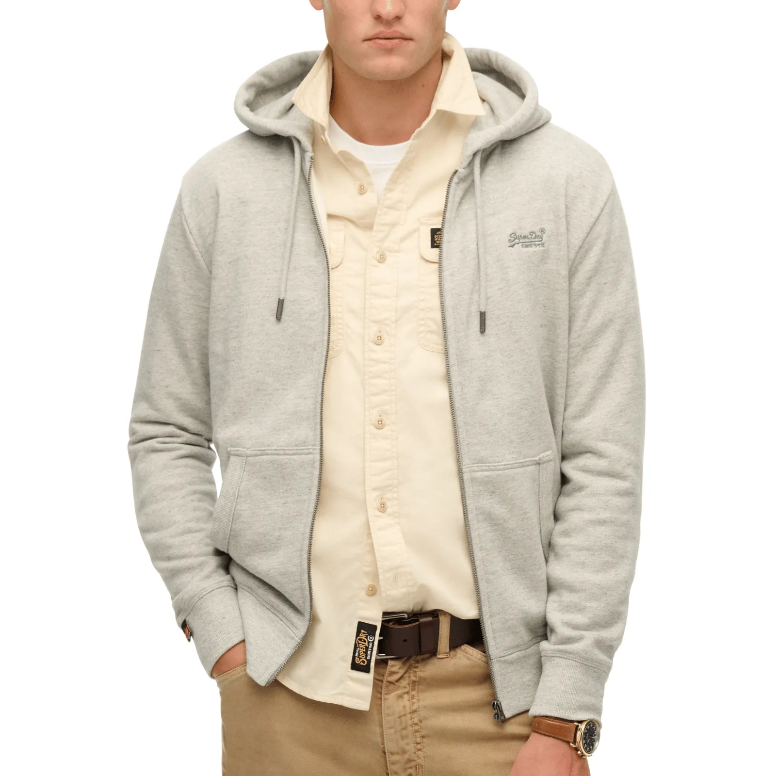 Superdry Mens Essential Logo Full Zip Hoodie Simple Fashion