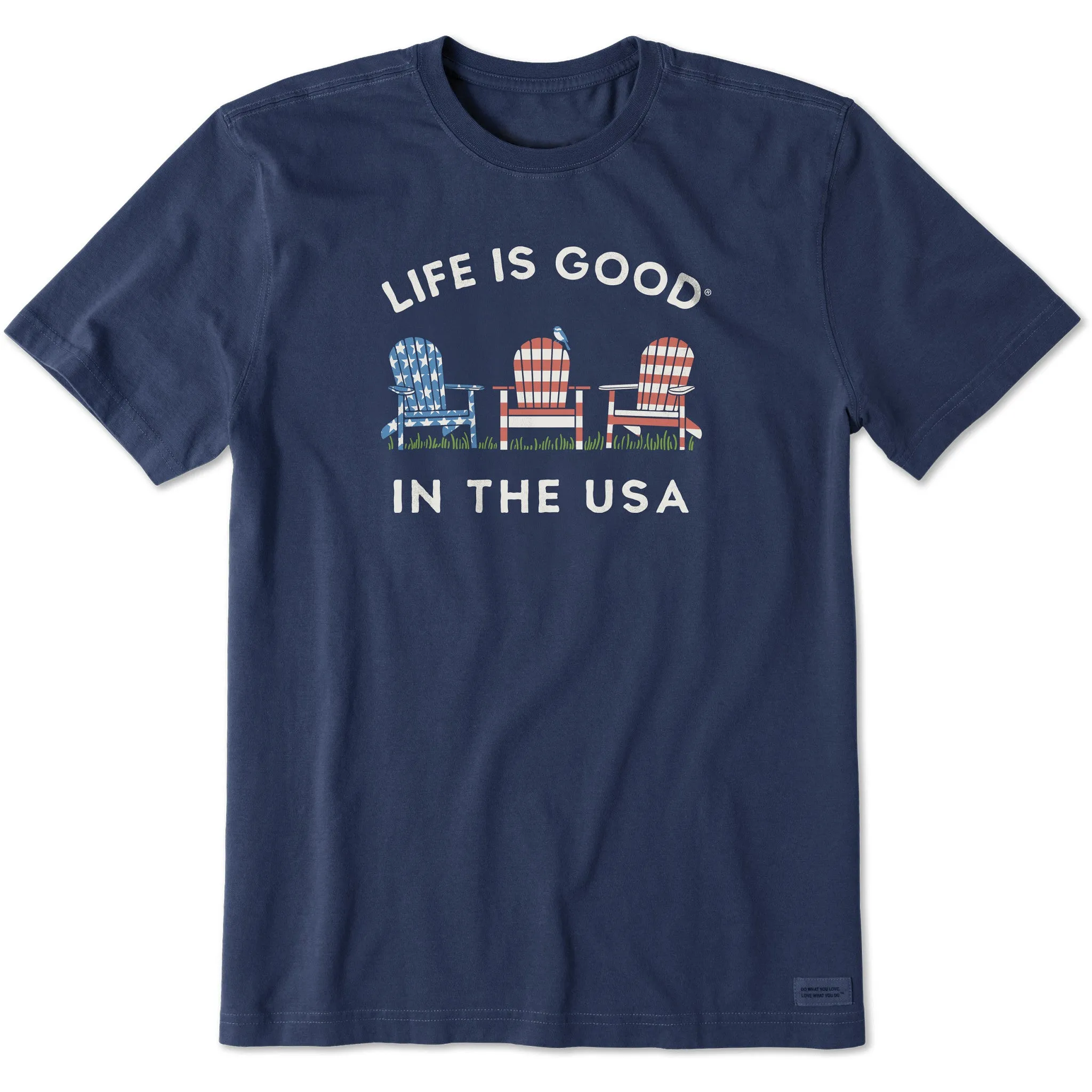 Men's Life is Good in the USA Adirondacks Short Sleeve Tee All-Day Comfort Wear DoubleStitchedHem