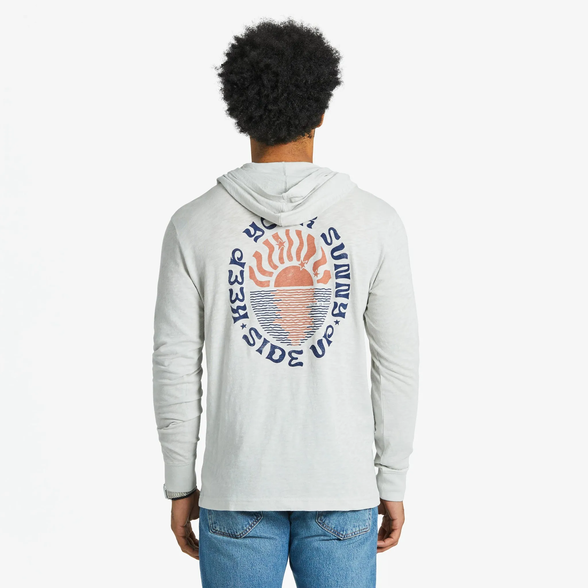 Men's Keep Your Sunny Side Up Textured Slub Hoodie Light Fashion Elegant and Relaxed