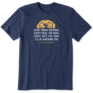 Men's I'll Be Watching You Yellow Lab Short Sleeve Crusher Tee Minimal Fashion Casual Flex